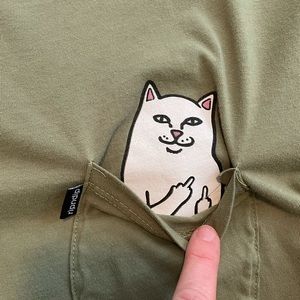 Olive Green Ripndip Cat Pocket Tee